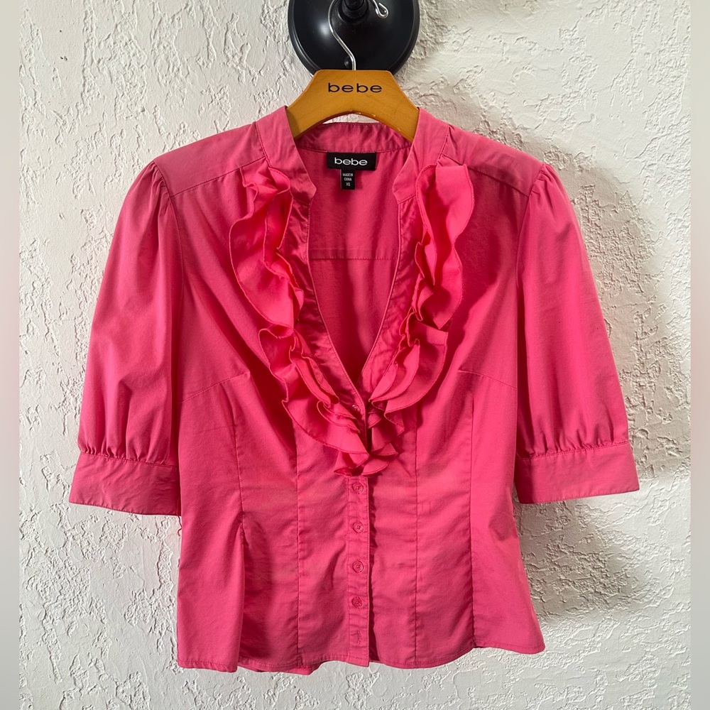 Bebe Pink Ruffled Women's Top